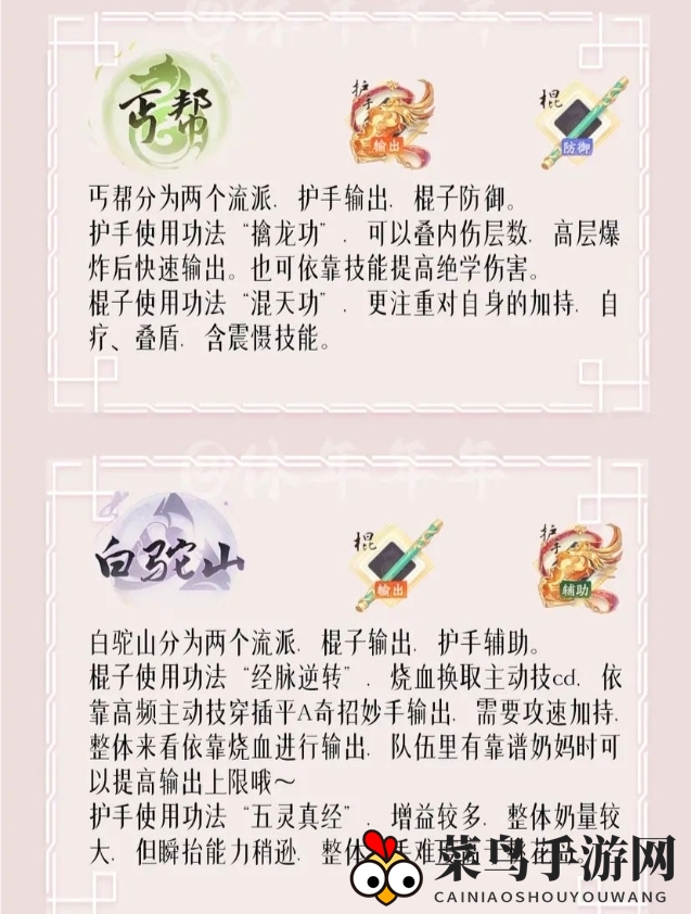 《射雕》四大门派特点与玩法介绍