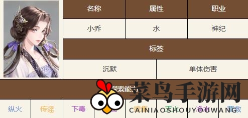 《如鸢》小乔技能天赋解析图