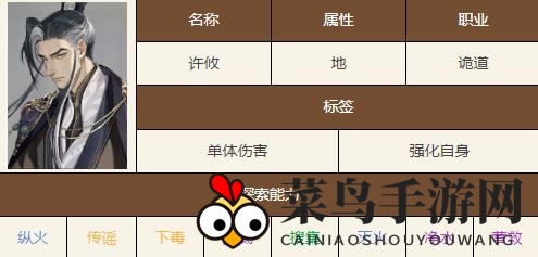 《如鸢》许攸技能天赋介绍一览